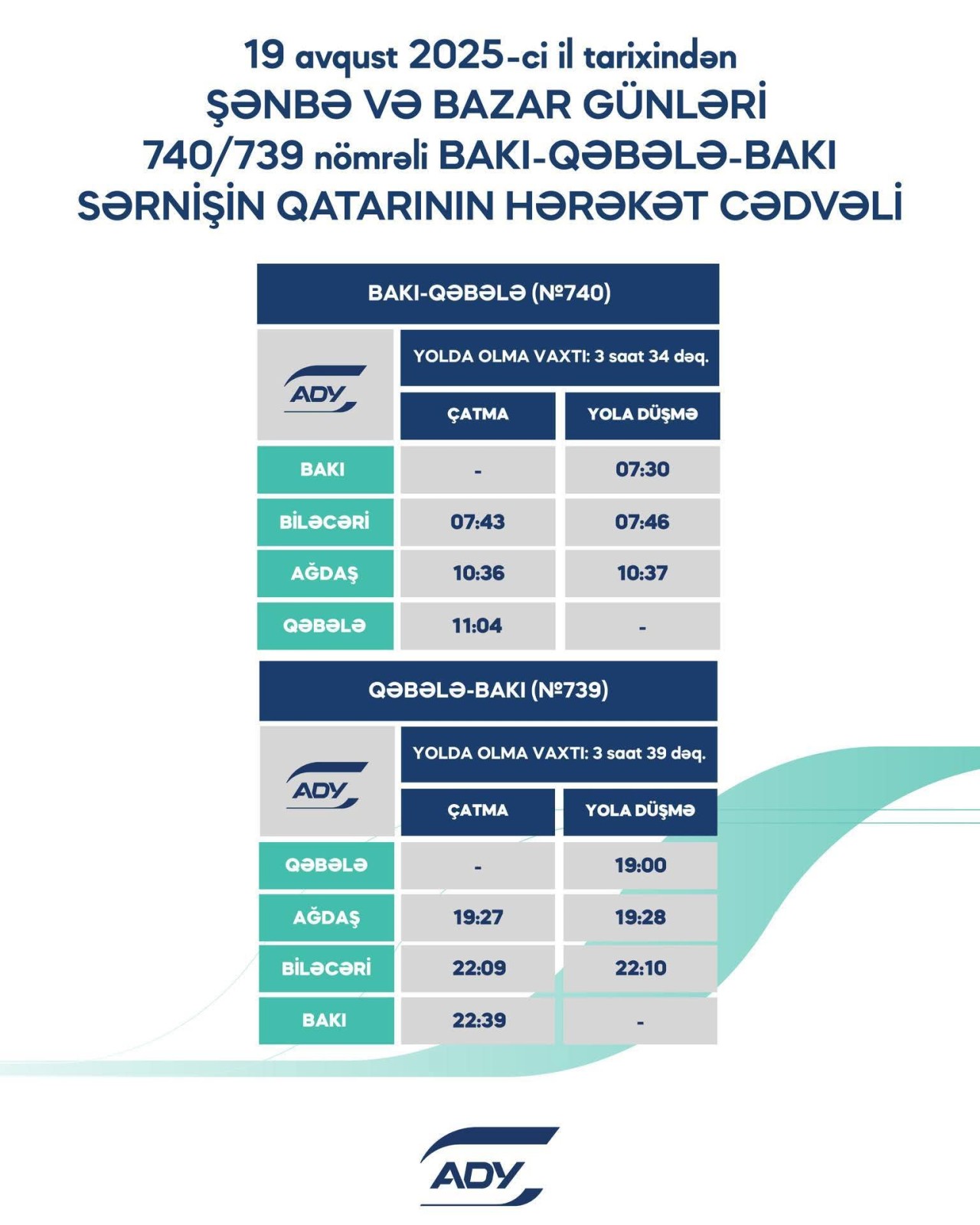 Rayonlararası marşrutlar üzrə qatarların qrafiki dəyişdi - SİYAHI